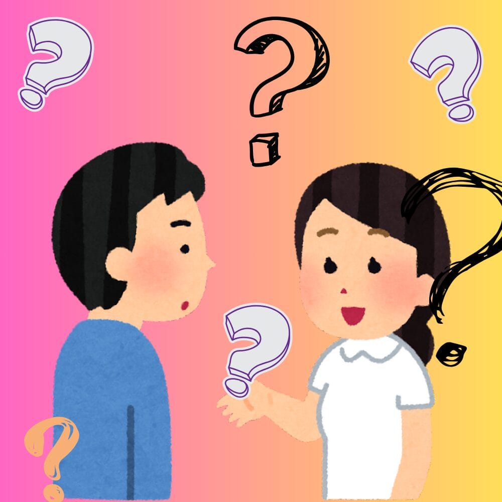 Illustration de deux personnes en train de discuter, comme si elles étaient en train de faire un quiz amusant sur les couples.