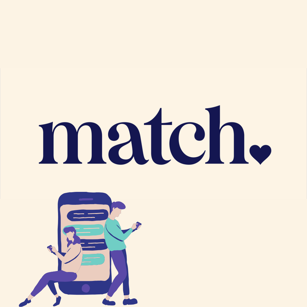 une illustration du logo de l'application de rencontres Match.com.